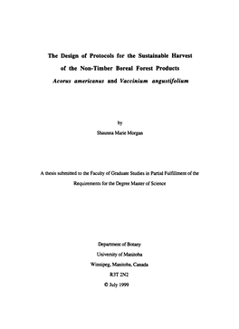 The Design of Protocols for the Sustainable Harvest of the Non-Timber Boreal Forest Products