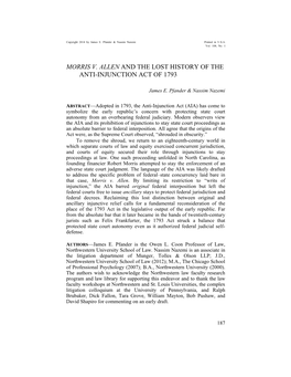 Morris V. Allen and the Lost History of the Anti-Injunction Act of 1793