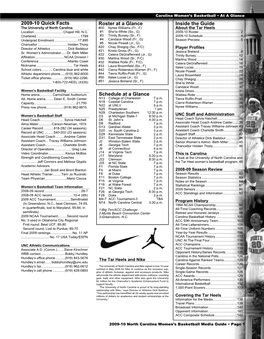 2009-10 Quick Facts Roster at a Glance Inside the Guide Schedule