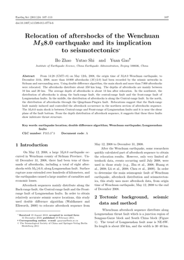Relocation of Aftershocks of the Wenchuan MS8.0 Earthquake And