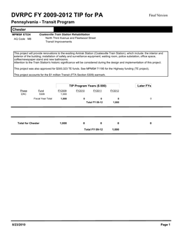 DVRPC FY 2009-2012 TIP for PA Final Version Pennsylvania - Transit Program