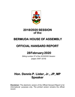 Official Hansard Report