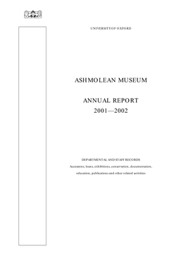 Ashmolean Museum Annual Report 2001—2002