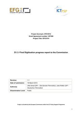 D1.3: Final Digitisation Progress Report to the Commission