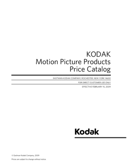 KODAK Motion Picture Products Price Catalog