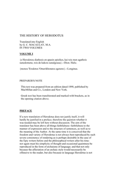 The History of Herodotus