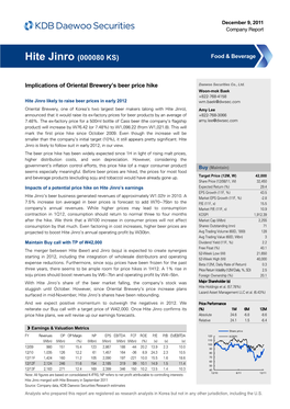 Hite Jinro (000080 KS) Food & Beverage