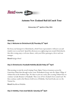 Autumn New Zealand Rail &Coach Tour