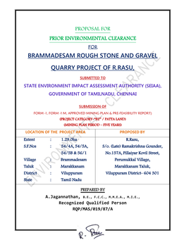 Brammadesam Rough Stone and Gravel Quarry Project of R.Rasu