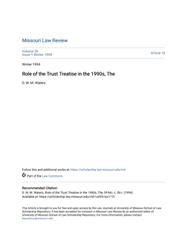 Role of the Trust Treatise in the 1990S, The