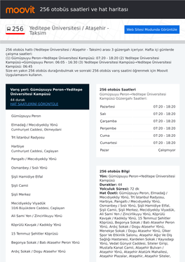 256 Otobüs Saatleri Ve Hat Haritası