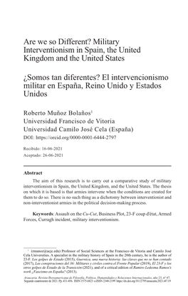 Military Interventionism in Spain, the United Kingdom and the United States