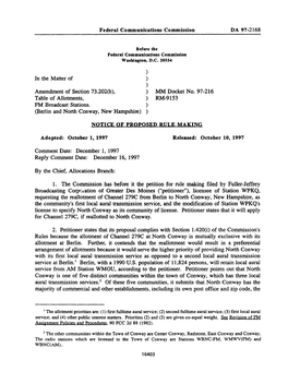 MM Docket No. 97-216 Table of Allotments, ) RM-9153 FM Broadcast Stations