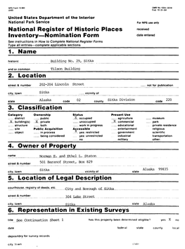 Nomination Form Date Entered See Instructions in How to Complete National Register Forms Type All Entries—Complete Applicable Sections______1