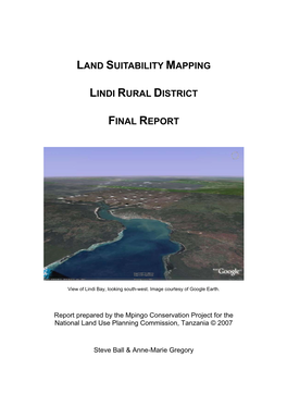 Land Suitability Mapping Lindi Rural District Final Report