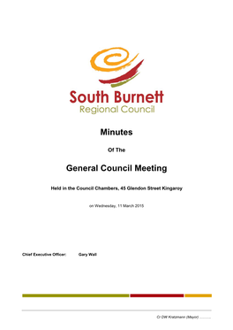 South Burnett Regional Council General Meeting – Minutes - Wednesday 11 March 2015