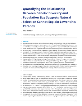 Quantifying the Relationship Between Genetic Diversity and Population