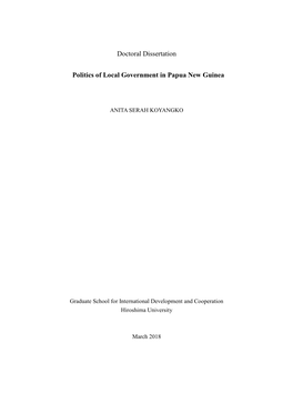 Doctoral Dissertation Politics of Local Government in Papua New Guinea