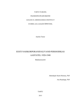 Eesti Naiskorporandi Kuvand Perioodikas Aastatel 1920-1940