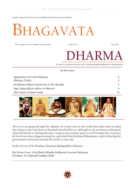 Bhagavata Dharma – the E- Magazine of Sri Gopinath Gaudiya Math Page | 2