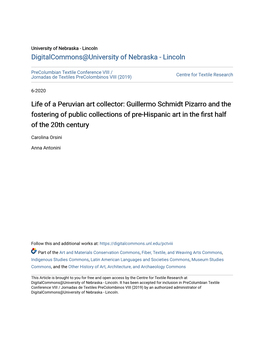 Life of a Peruvian Art Collector: Guillermo Schmidt Pizarro and the Fostering of Public Collections of Pre-Hispanic Art in the First Half of the 20Th Century