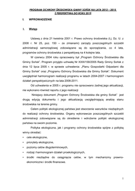 Program Ochrony Środowiska Gminy Sońsk Na Lata 2012 – 2015 Z Perspektywą Do Roku 2019