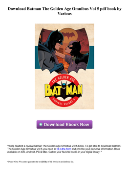 Download Batman the Golden Age Omnibus Vol 5 Pdf Ebook by Various