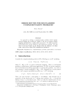 Error Bounds for Regularized