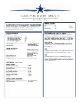 GUEST EVENT INFORMATION SHEET Matchroom Boxing: Garcia Vs