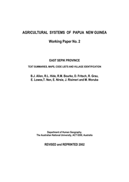 Agricultural Systems of Papua New Guinea Working Paper No