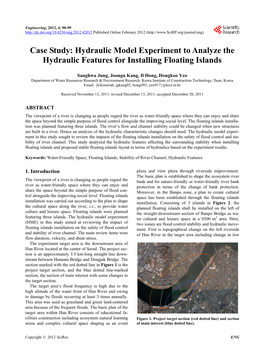 Case Study: Hydraulic Model Experiment to Analyze the Hydraulic Features for Installing Floating Islands