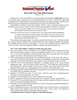 Flaws of the Voter Choice Ballot Proposal February 1, 2021