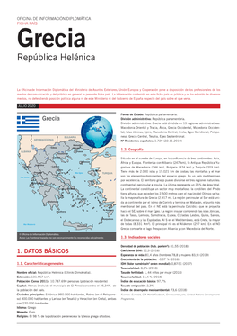 FICHA PAÍS Grecia República Helénica