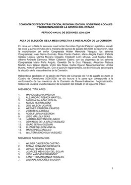 Comisión De Descentralización, Regionalización, Gobiernos Locales Y Modernización De La Gestión Del Estado