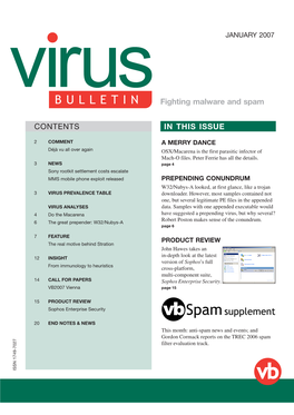 Fighting Malware and Spam CONTENTS in THIS ISSUE