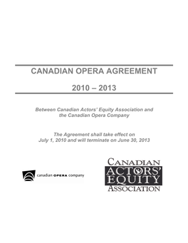 Canadian Opera Agreement 2010