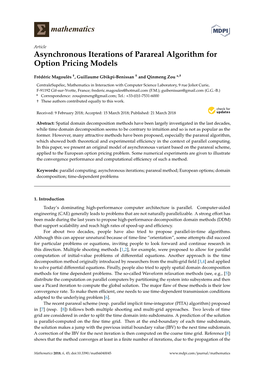 Asynchronous Iterations of Parareal Algorithm for Option Pricing Models
