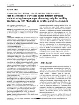 Fast Discrimination of Avocado Oil for Different Extracted Methods Using