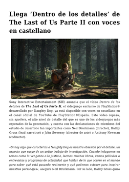 Llega ‘Dentro De Los Detalles’ De the Last of Us Parte II