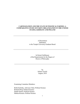 Cartelization and the State of Political Parties: a Comparative Study of Party Organization in the United States, Germany and Poland