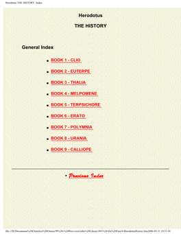 Herodotus the HISTORY :Index