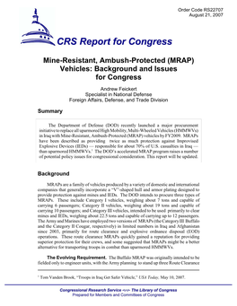 Vehicles: Background and Issues for Congress