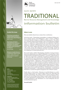 SPC Traditional Marine Resource Management and Knowledge Information Bulletin #36 – April 2016