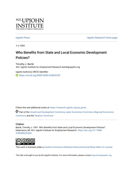 Who Benefits from State and Local Economic Development Policies?