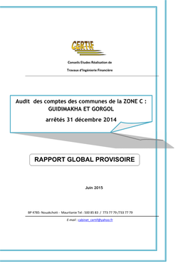 Plan Global Audit Financier 2014 Zone C