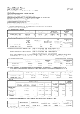 Financial Results Release May 13, 2014 for the Year Ended March 31, 2014 [U.S