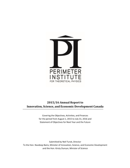 2015/16 Annual Report to Innovation, Science, and Economic Development Canada