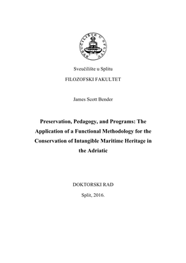 Preservation, Pedagogy, and Programs: the Application of a Functional Methodology for the Conservation of Intangible Maritime Heritage in the Adriatic