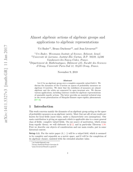 Almost Algebraic Actions of Algebraic Groups and Applications to Algebraic Representations