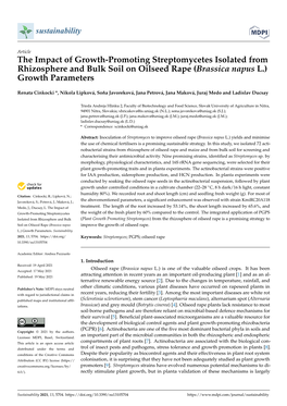 The Impact of Growth-Promoting Streptomycetes Isolated from Rhizosphere and Bulk Soil on Oilseed Rape (Brassica Napus L.) Growth Parameters